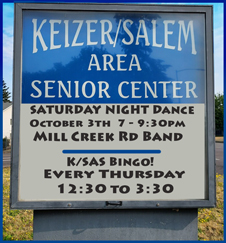 Saturday Night Dance -- October 3rd from 7 to 9:30pm.  Music by the Mill Creek Rd Band
